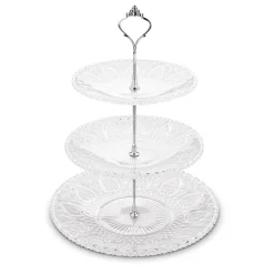 Patera szklana Tadar Catalina okrągła trzypoziomowa 15/20/25 cm
