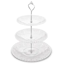 Patera szklana Tadar Catalina okrągła trzypoziomowa 15/20/25 cm