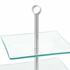 Patera szklana Tadar Veronika 20/25/29 cm kwadratowa trzypoziomowa