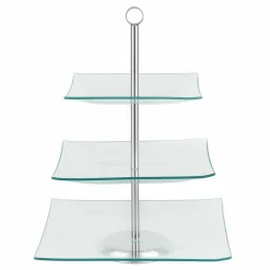 Patera szklana Tadar Veronika 20/25/29 cm kwadratowa trzypoziomowa