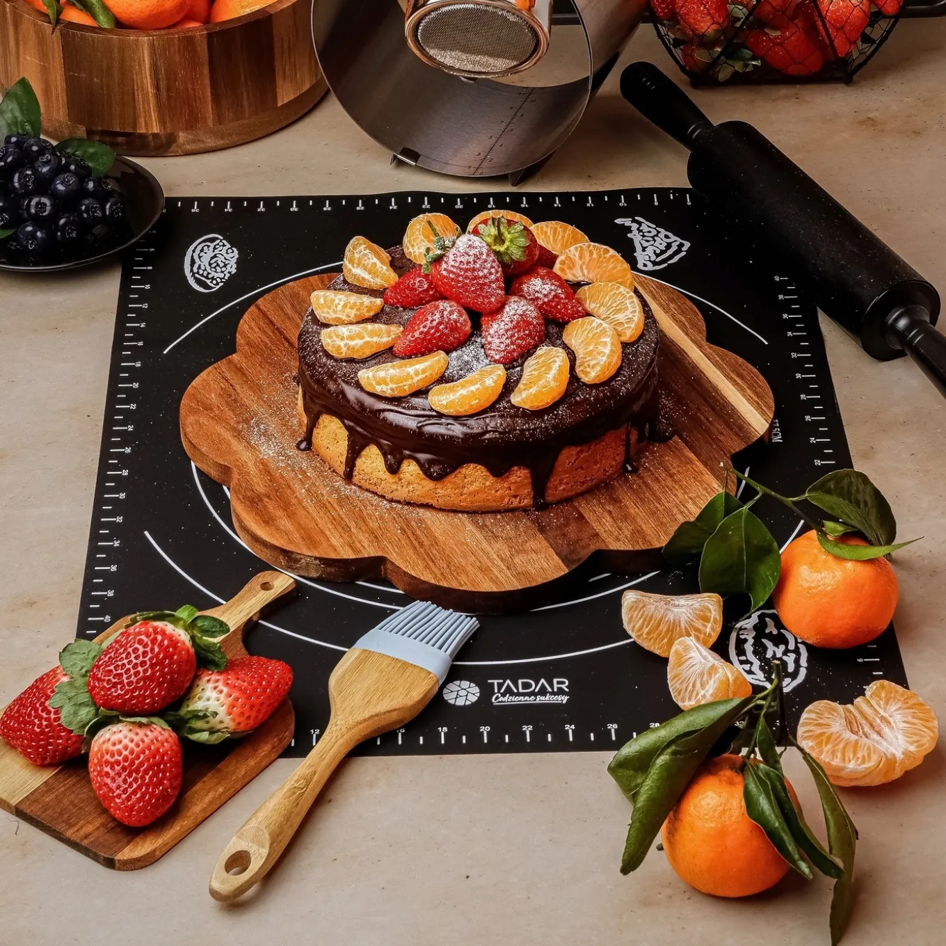 Pędzelek kuchenny silikonowy Tadar 22 cm niebieski