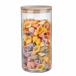 Pojemnik kuchenny szklany z drewnianą pokrywą Trend Glass 880 ml
