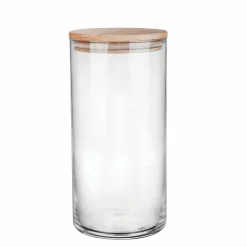 Pojemnik kuchenny szklany z drewnianą pokrywą Trend Glass 880 ml