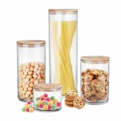 Pojemnik kuchenny szklany z drewnianą pokrywą Trend Glass 400 ml