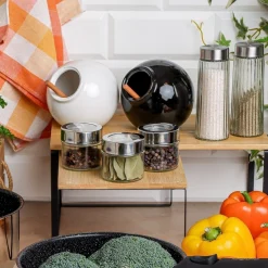 Pojemnik kuchenny z drewnianą łyżeczką Konighoffer Ceramic czarny