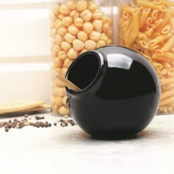 Pojemnik kuchenny z drewnianą łyżeczką Konighoffer Ceramic czarny