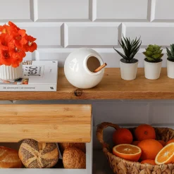 Pojemnik kuchenny z drewnianą łyżeczką Konighoffer Ceramic biały
