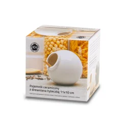 Pojemnik kuchenny z drewnianą łyżeczką Konighoffer Ceramic biały