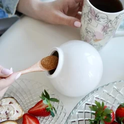 Pojemnik kuchenny z drewnianą łyżeczką Konighoffer Ceramic biały