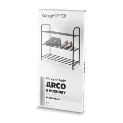 Regał na buty stalowy Konighoffer Arco 63 x 28 x 61 cm 3 poziomy czarny