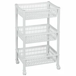 Regał na kółkach z 3 koszami Plast Team Jumbo Eco 68,5 x 29,5 x 39,5 cm biały