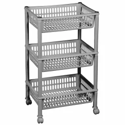 Regał na kółkach z 3 koszami Plast Team Jumbo Eco 68,5 x 29,5 x 39,5 cm srebrny