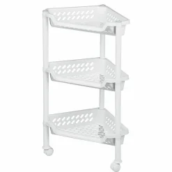 Regał narożny na kółkach z 3 koszami Plast Team 68 x 26,5 x 38,5 cm biały