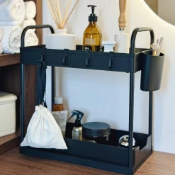 Regał uniwersalny organizer Tadar 2 poziomy 40 x 39,5 x 22 cm czarny
