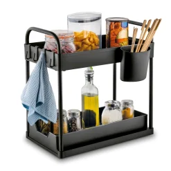 Regał uniwersalny organizer Tadar 2 poziomy 40 x 39,5 x 22 cm czarny