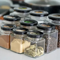 Słoiki szklane z metalową zakrętką Tadar Belo 500 ml 6 sztuk i 96 etykiet na przyprawy