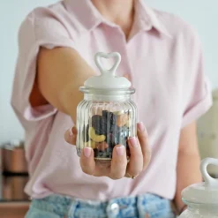 Słoik ozdobny z pokrywką ceramiczną Tadar Serce 290 ml okrągły