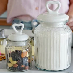Słoik ozdobny z pokrywką ceramiczną Tadar Serce 1000 ml okrągły