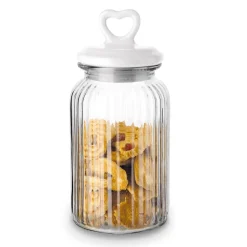 Słoik ozdobny z pokrywką ceramiczną Tadar Serce 1300 ml okrągły