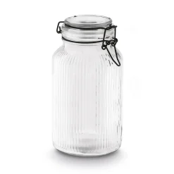 Słoik z czarnym klipsem i szklaną pokrywą Tadar Strip 1200 ml