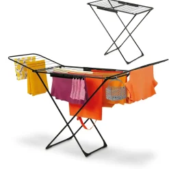 Suszarka balkonowa Konighoffer Vera Black 180 x 55 x 102 cm czarna i koszyk na klamerki