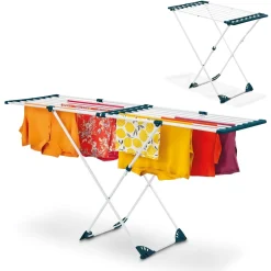 Suszarka balkonowa teleskopowa Konighoffer 108-185 x 56 x 94 cm biało-turkusowa