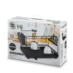 Suszarka do naczyń dwupoziomowa z ociekaczem Konighoffer 48 x 30 x 26 cm czarna