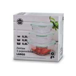 Szklane pojemniki na żywność Konighoffer Largo 350 ml 500 ml 800 ml kwadratowe