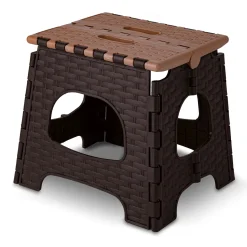 Taboret składany mały Miss Collection Jerry 26,5 x 31 x 27,5 cm brązowy