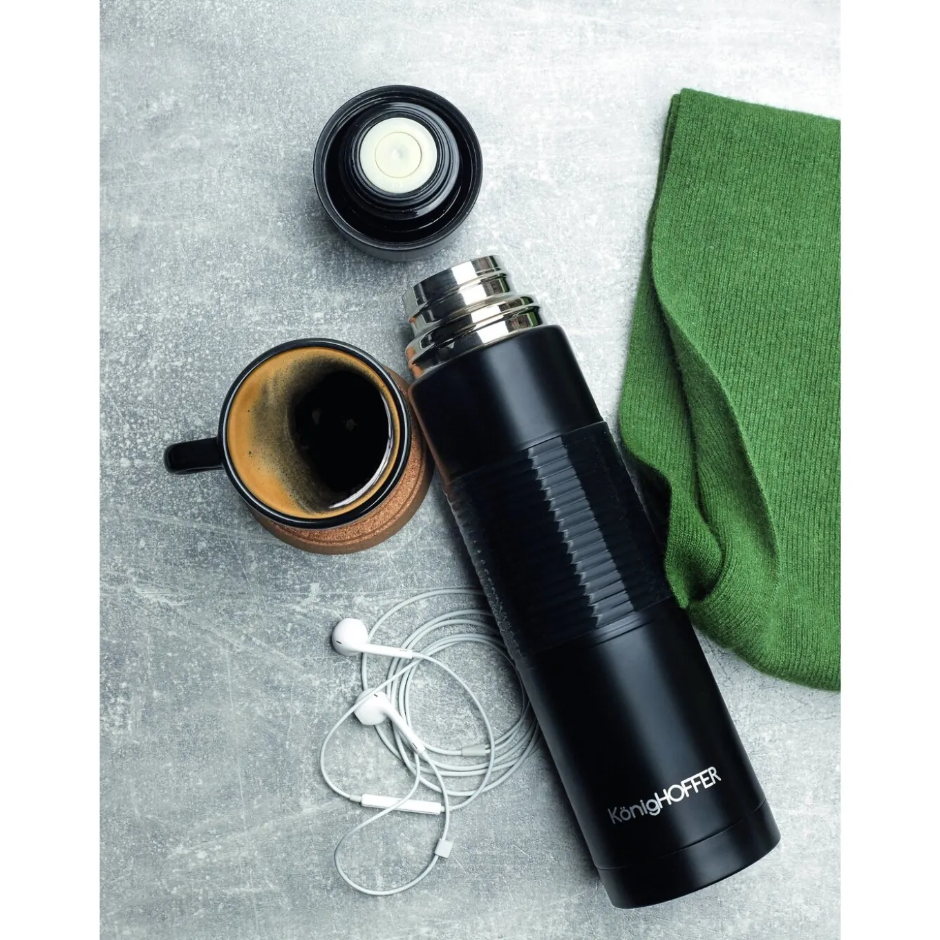 Termos nierdzewny do kawy i herbaty Konighoffer Alpha 1 l czarny