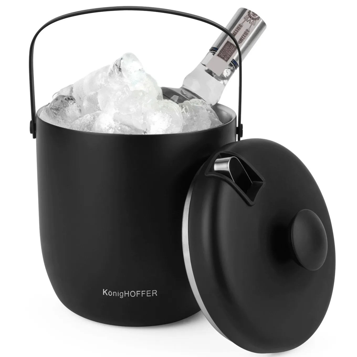 Wiaderko do lodu ze szczypcami Konighoffer Oris 2,8 l czarne