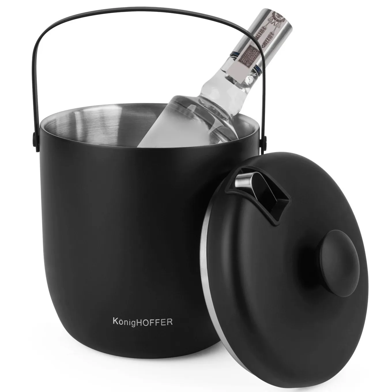 Wiaderko do lodu ze szczypcami Konighoffer Oris 2,8 l czarne