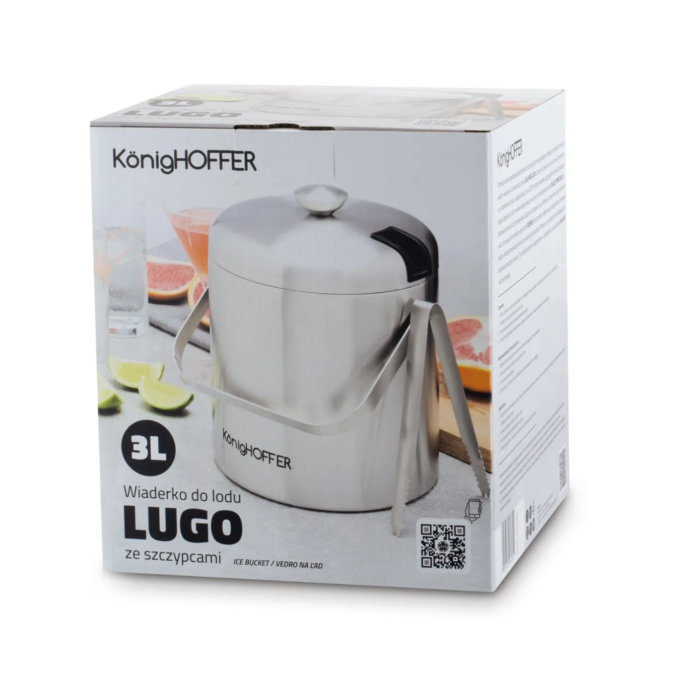 Wiaderko do lodu ze szczypcami Konighoffer Lugo 3 l satyna