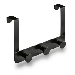 Wieszak na drzwi metalowy Tadar 22,8 x 15 cm czarny 3 haczyki