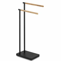 Wieszak na 2 ręczniki stojący Tadar Wood 37 x 20,5 x 79,5 cm czarny