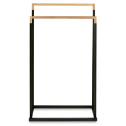 Wieszak na 2 ręczniki stojący Tadar Wood 45 x 21,5 x 76 cm czarny