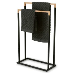 Wieszak na 2 ręczniki stojący Tadar Wood 45 x 21,5 x 76 cm czarny