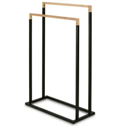 Wieszak na 2 ręczniki stojący Tadar Wood 45 x 21,5 x 76 cm czarny