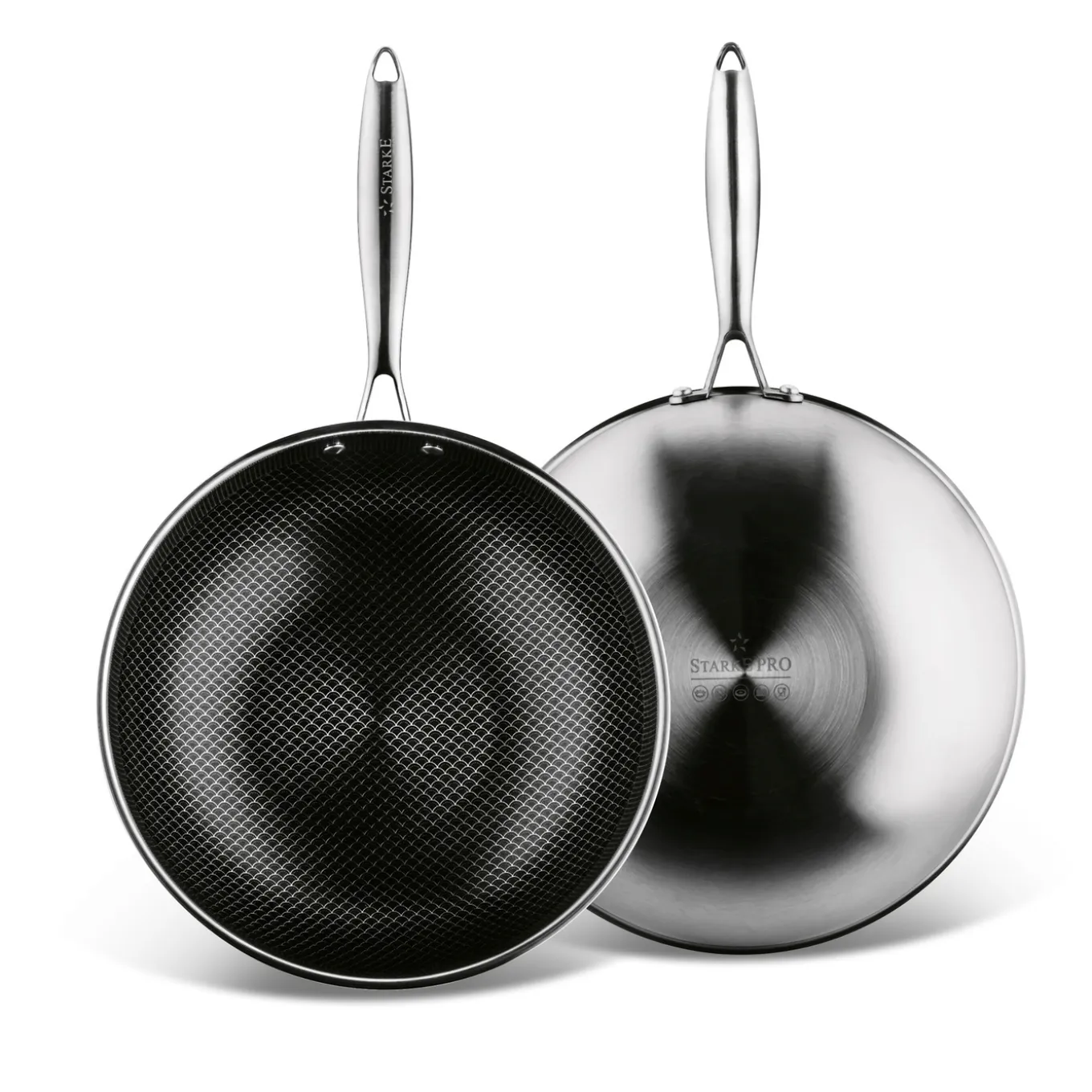 Wok nierdzewny Starke Pro Linesta Steel 30 x 9 cm z pokrywką