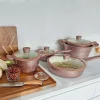 Zestaw garnków ceramicznych na indukcję Starke Pro Naturale Rose Gold 10 elementów