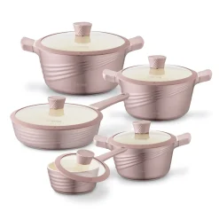 Zestaw garnków ceramicznych na indukcję Starke Pro Naturale Rose Gold 10 elementów