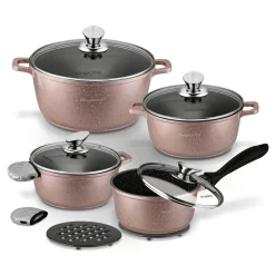 Zestaw garnków Konighoffer Pollo Rose Gold 8 elementów 2 nakładki i 2 podkładki
