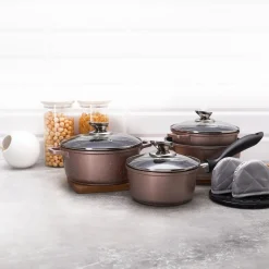 Zestaw garnków Konighoffer Pollo Rose Gold 8 elementów 2 nakładki i 2 podkładki