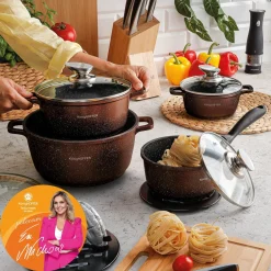 Zestaw garnków Konighoffer Pollo Brown 8 elementów 2 nakładki i 2 podkładki