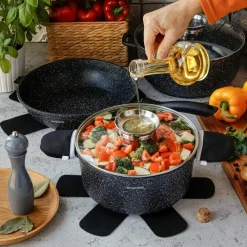 Zestaw garnków marmurowych Konighoffer Pollo 10 elementów i 2 nakładki 2 podkładki