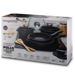 Zestaw garnków marmurowych Konighoffer Pollo 10 elementów i 2 nakładki 2 podkładki