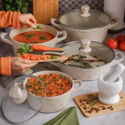 Zestaw garnków marmurowych na indukcję Konighoffer Corte 8 elementów