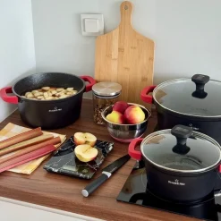 Zestaw garnków na indukcję marmurowych Starke Pro Ochre 6 elementów