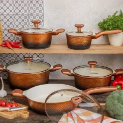 Zestaw garnków na indukcję Starke Pro Texture Copper 10 elementów