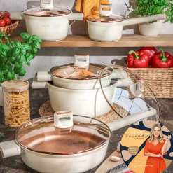 Zestaw garnków na indukcję Starke Pro Starlet Beige 10 elementów